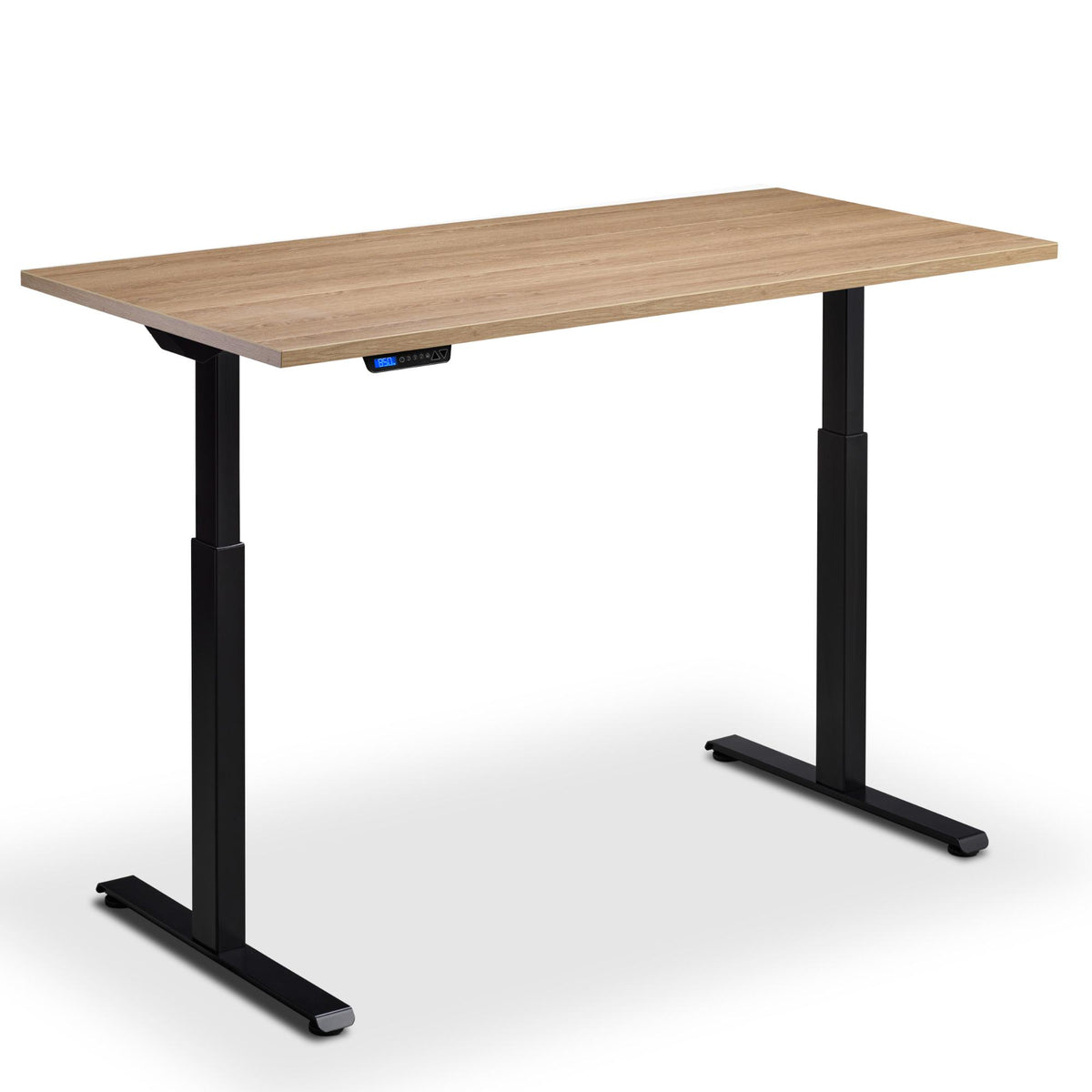 120cm Standing Desk - Rize 120 - Black Frame - Brown Oak Top - Studio Image