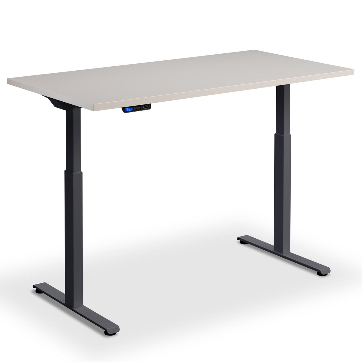 140cm Wide Standing Desk - Rize 140 - Anthracite Frame - Cashmere Top - Studio Image