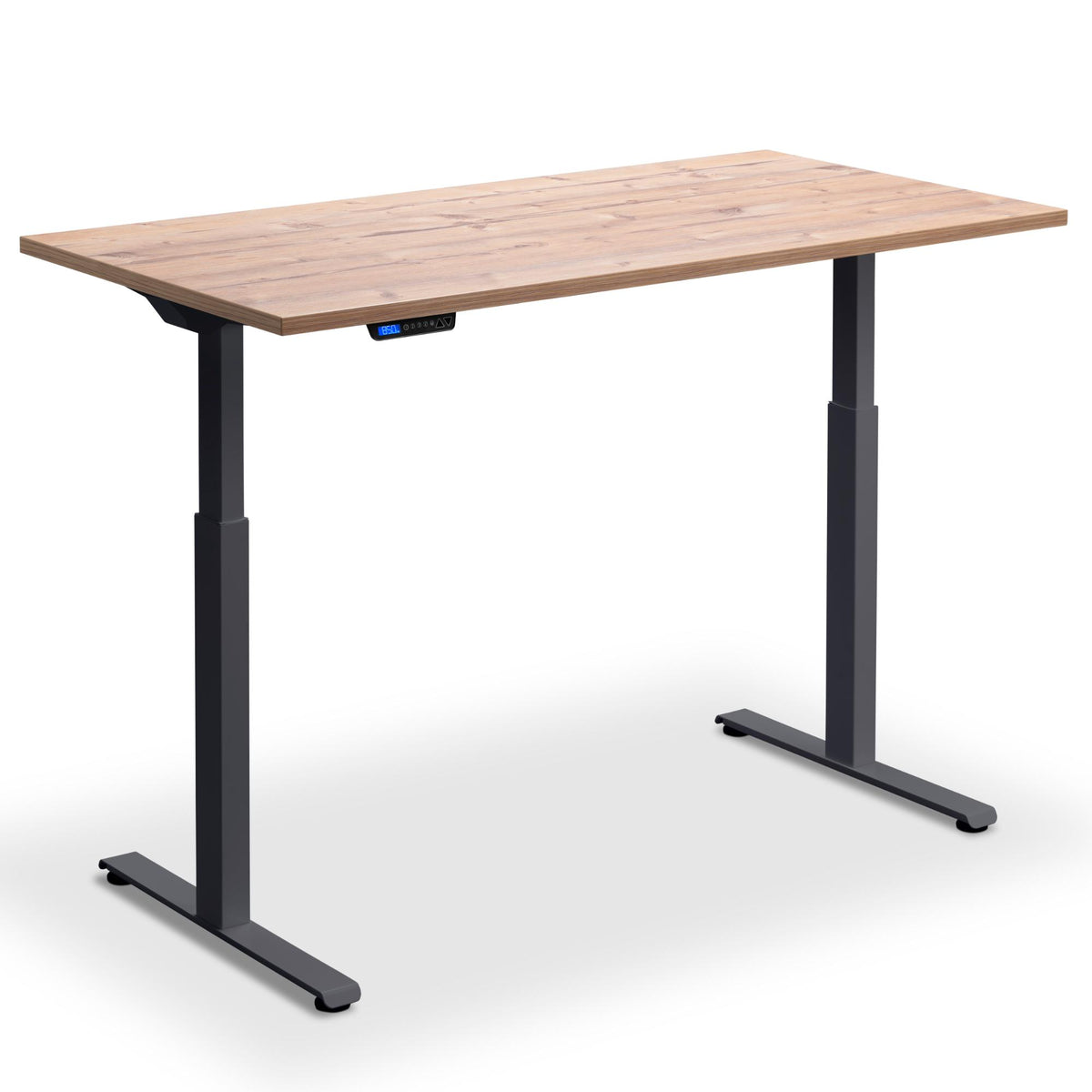 140cm Wide Standing Desk - Rize 140 - Anthracite Frame - Timber Top - Studio Image