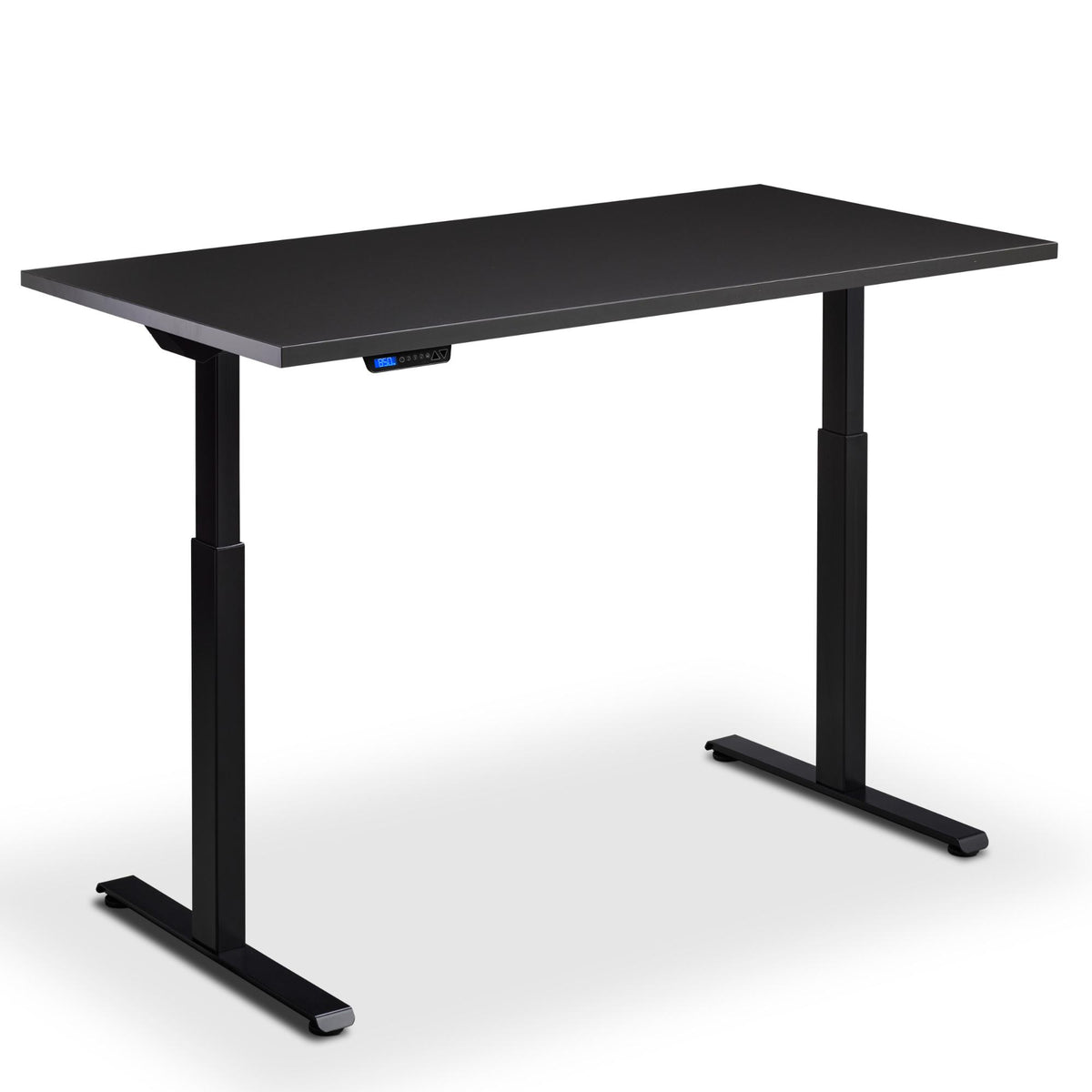 160cm Standing Desk - Rize 160 - Black Frame - Soft Black Top - Studio Image