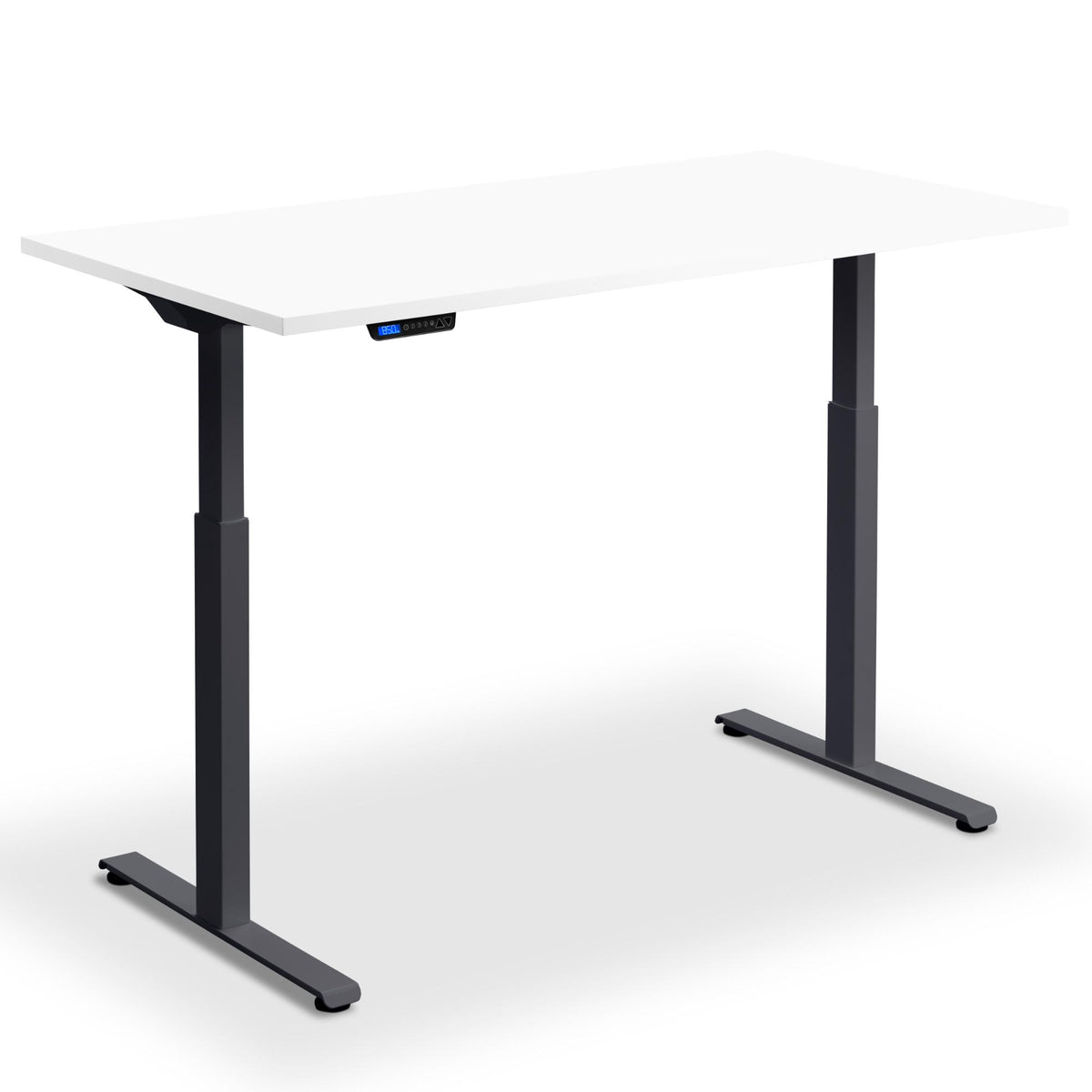 160cm Wide Standing Desk - Rize 160 - Anthracite Frame - White Top - Studio Image