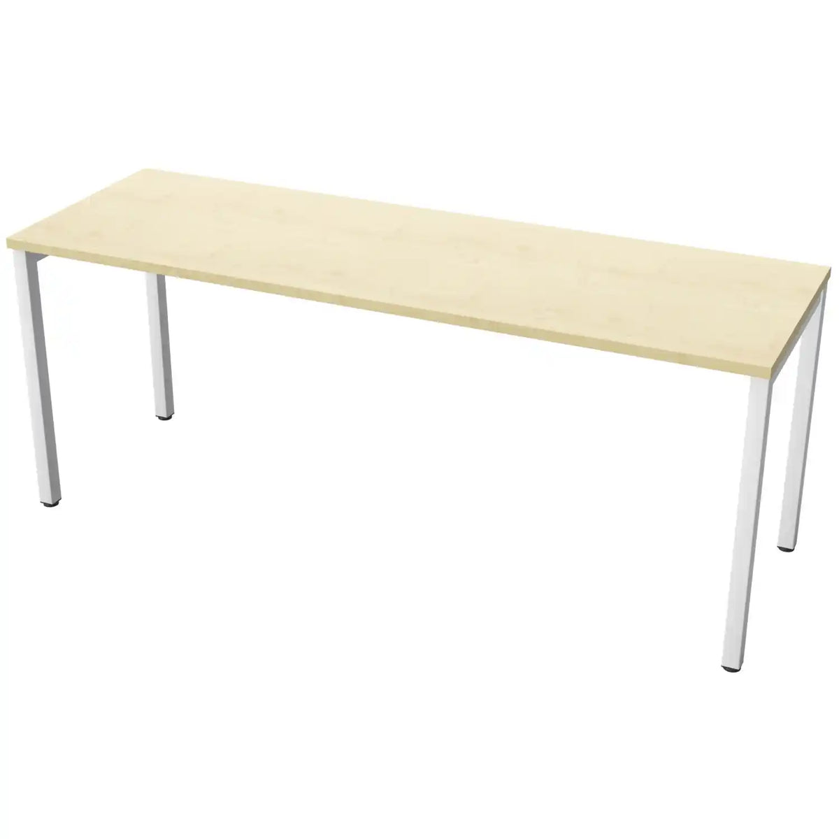 180 cm desk with 60cm depth, maple top and white frame