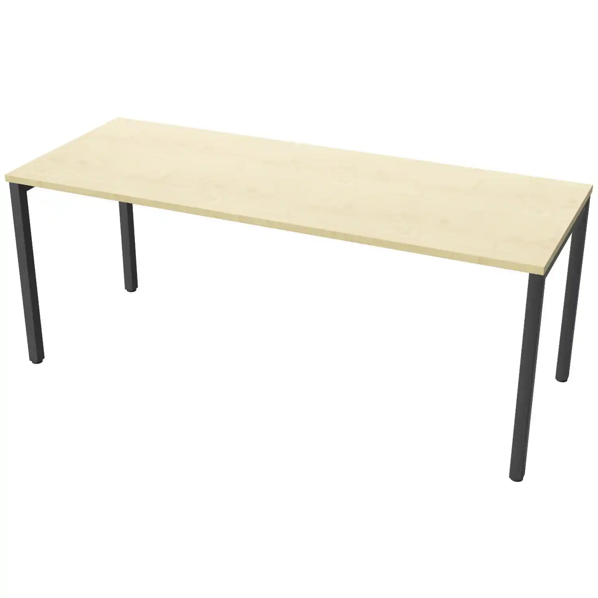180 cm desk with 70cm depth, maple top and black frame