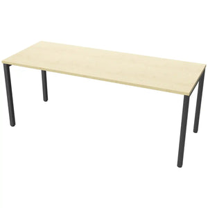 180 cm desk with 70cm depth, maple top and black frame