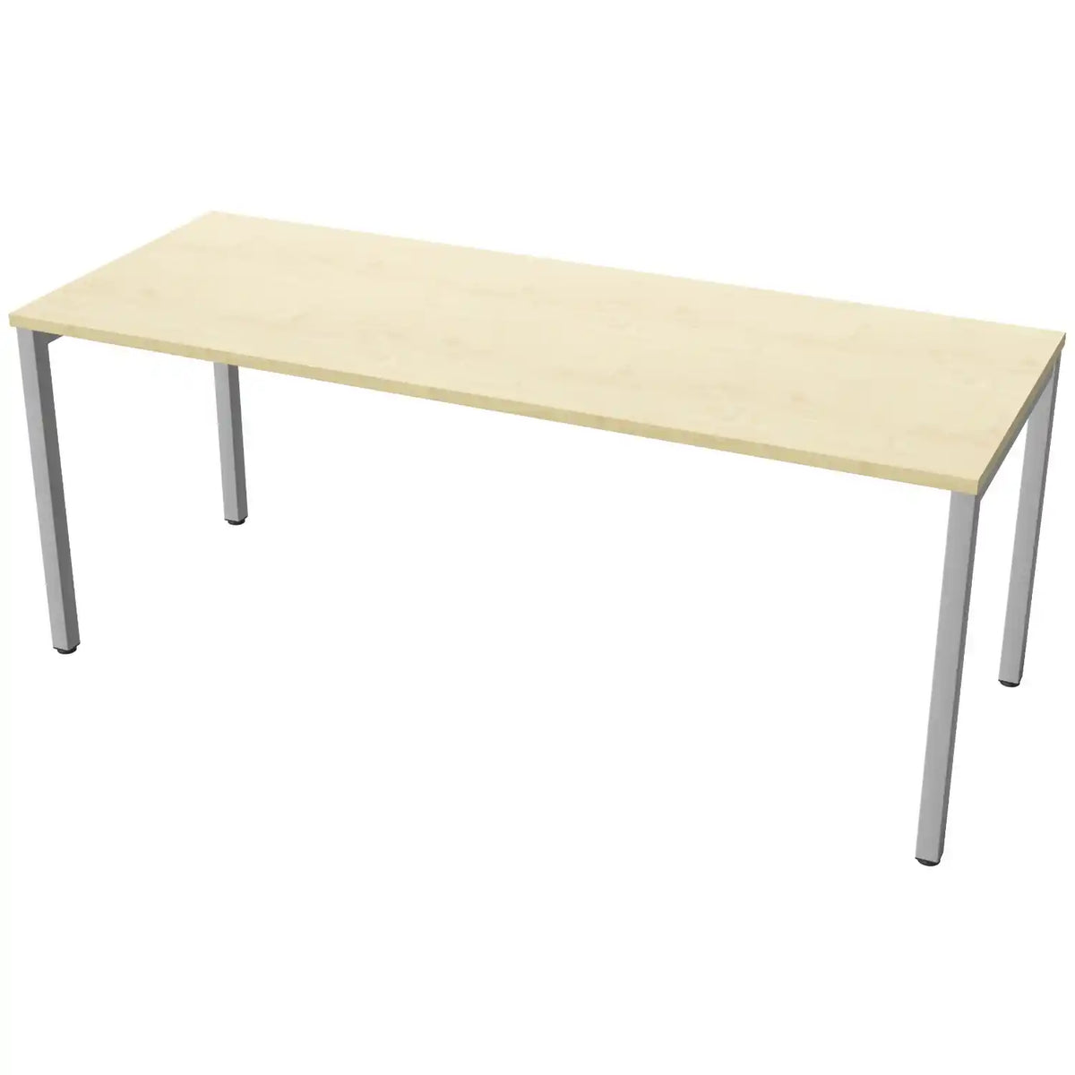 180 cm desk with 70cm depth, maple top and silver frame