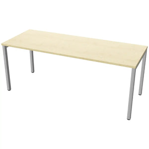 180 cm desk with 70cm depth, maple top and silver frame