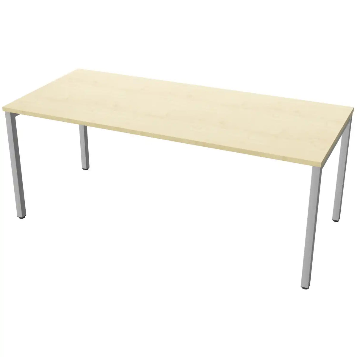 180 cm desk with 80cm depth, maple top and silver frame