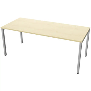 180 cm desk with 80cm depth, maple top and silver frame