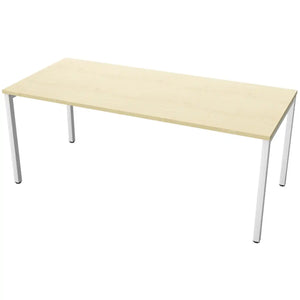 180 cm desk with 80cm depth, maple top and white frame