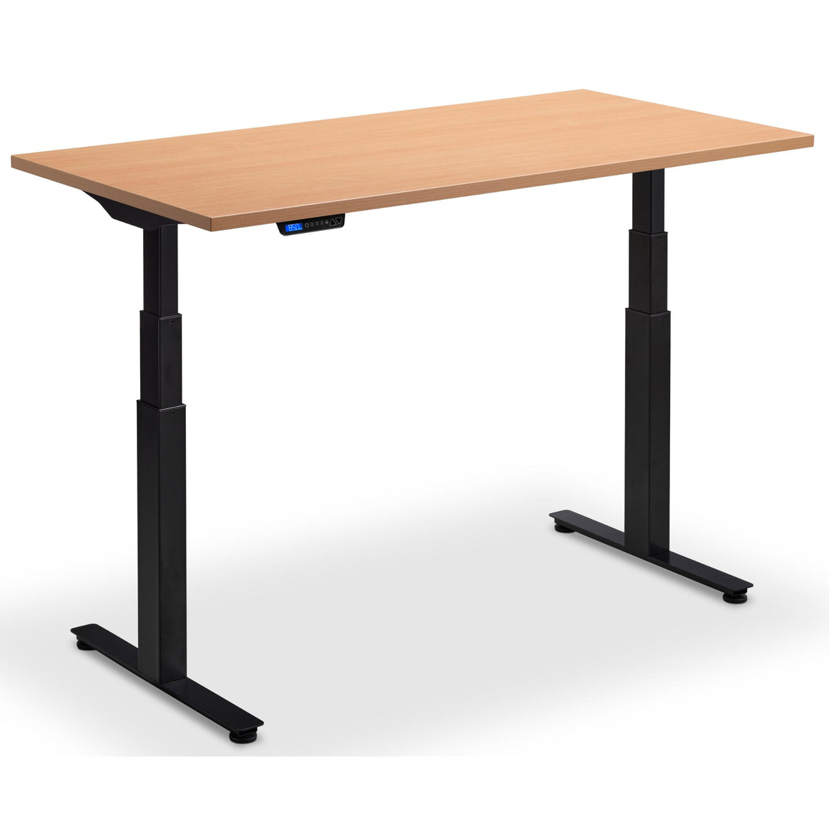 180cm Wide Standing Desk - Rize 180 - Black Frame - Beech Top - Studio Image