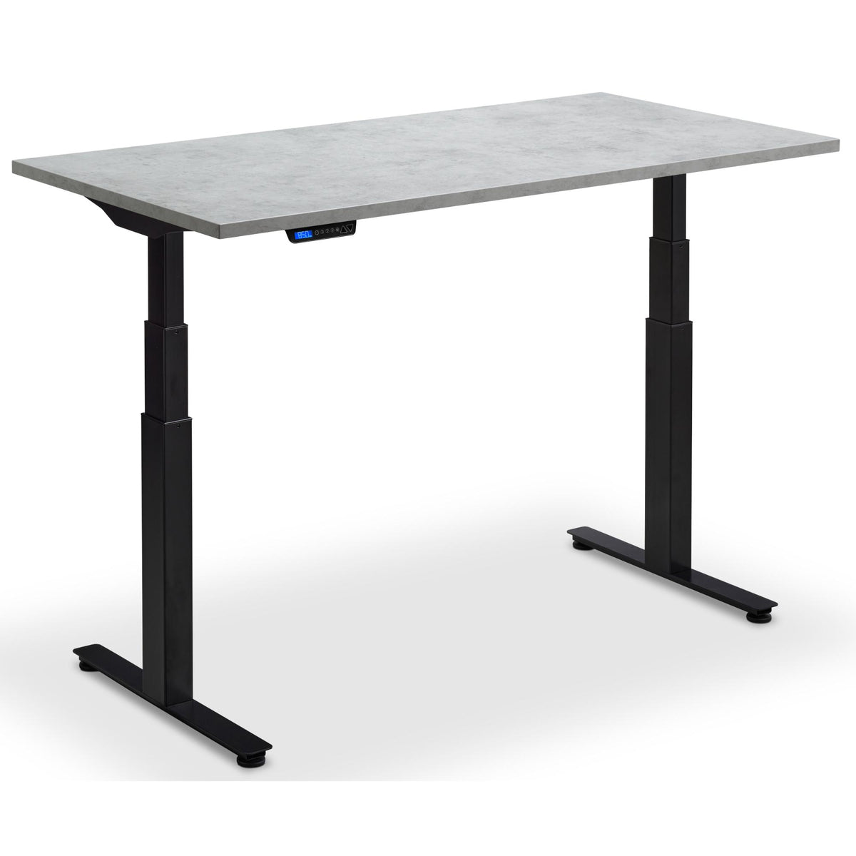 180cm Wide Standing Desk - Rize 180 - Black Frame - Light Concrete Top - Studio Image