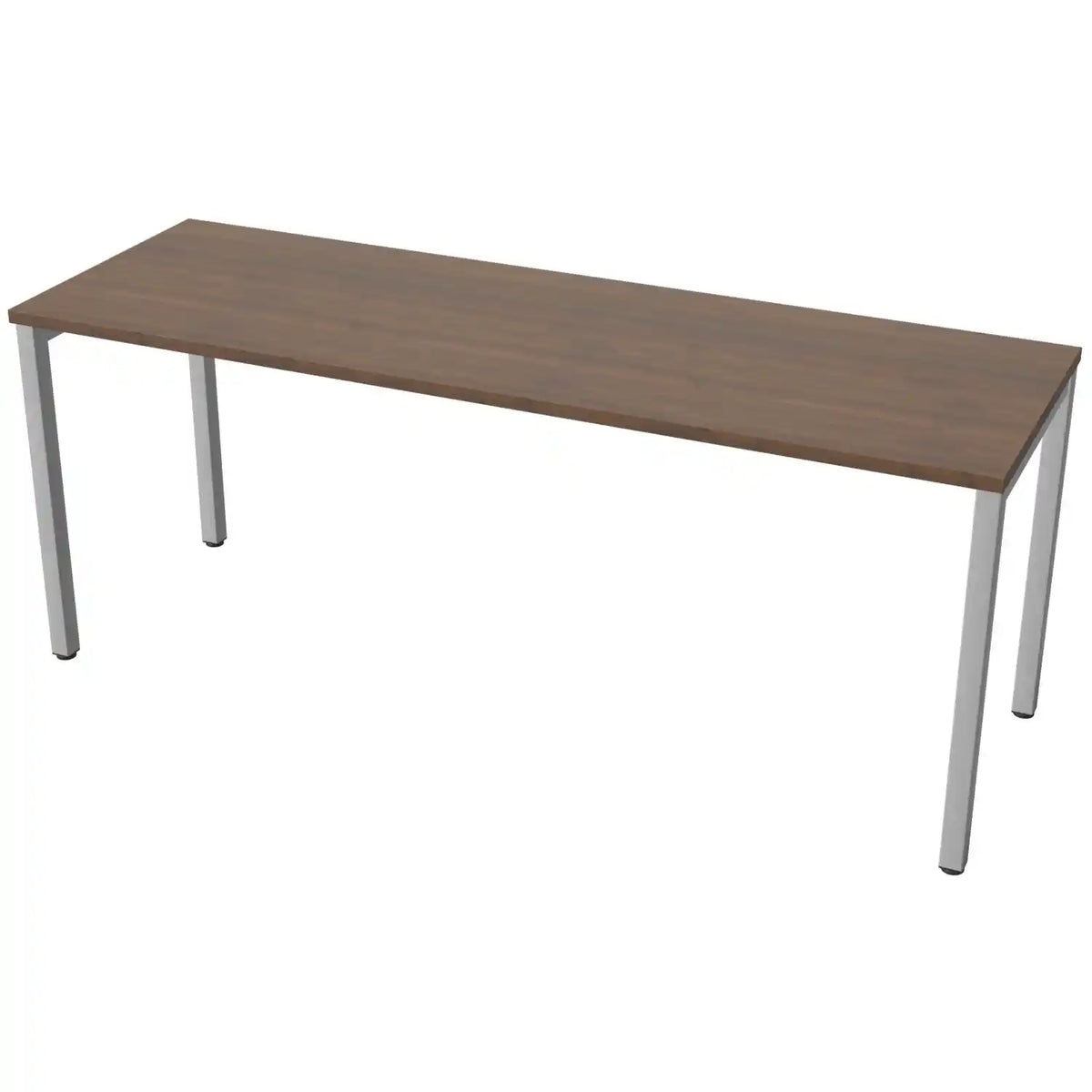 180cm desk with 60cm depth, antique walnut top and silver frame