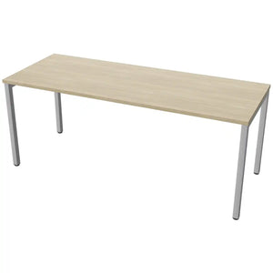 180cm desk with 70cm depth, Urban Oak top and silver frame