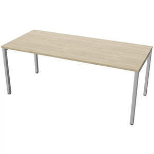 180cm desk with 80cm depth, Urban Oak top and silver frame