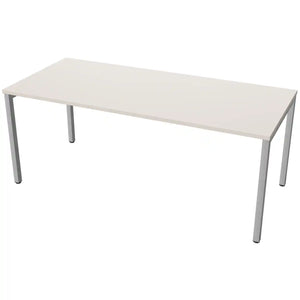 180cm desk with 80cm depth, cashmere top and silver frame