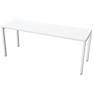 180cm desks with 60cm depth, grey top and white frame