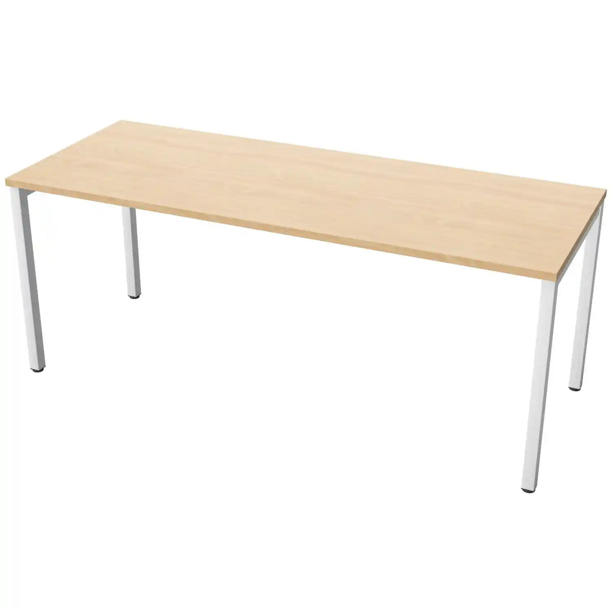 180cm desks with 70cm depth, beech top and white frame
