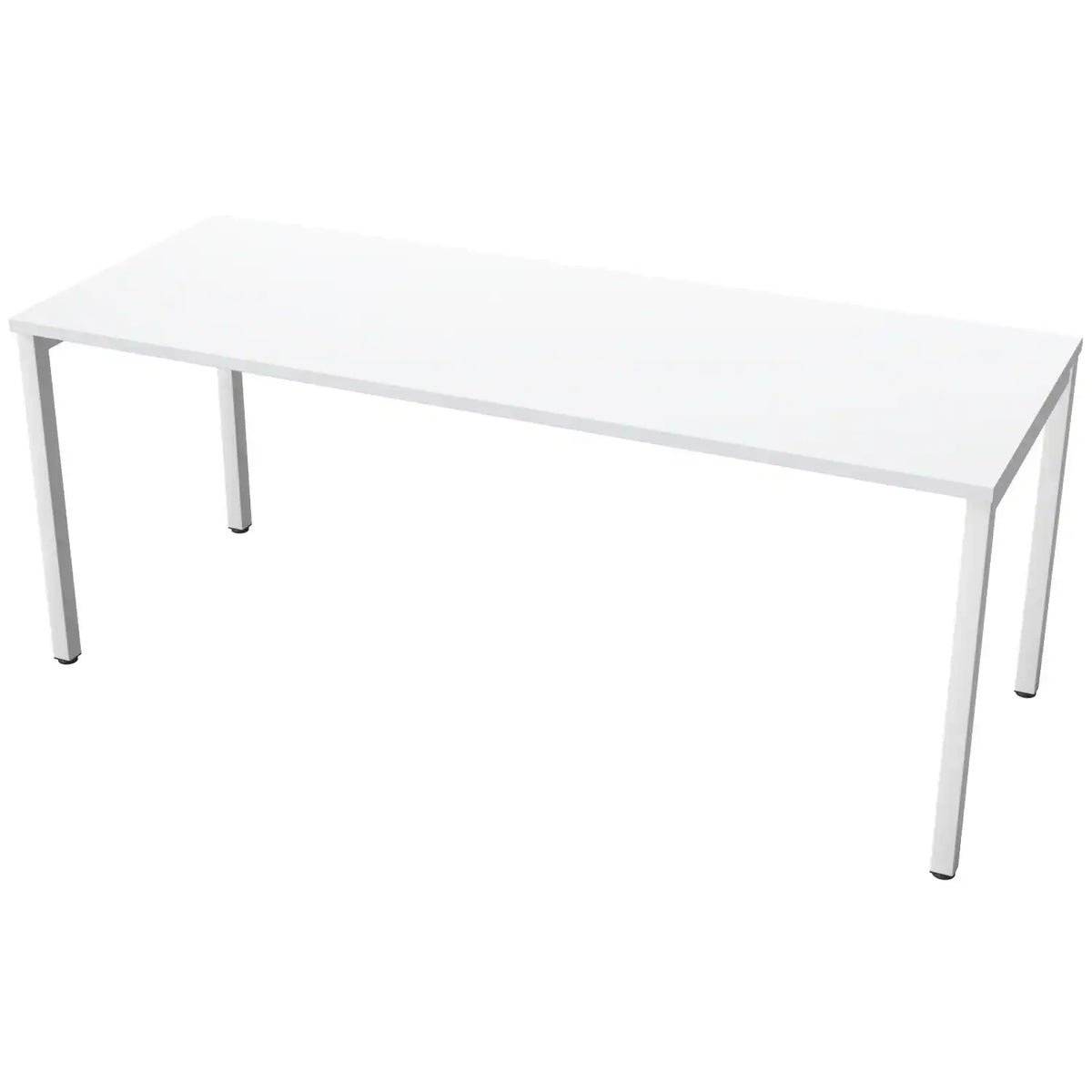 180cm desks with 70cm depth, grey top and white frame