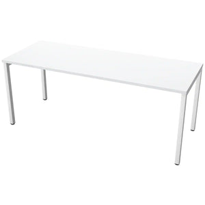 180cm desks with 70cm depth, grey top and white frame