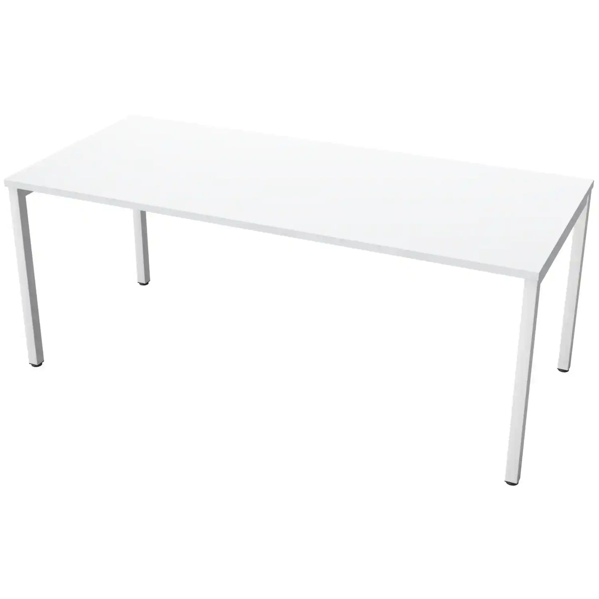 180cm desks with 80cm depth, grey top and white frame