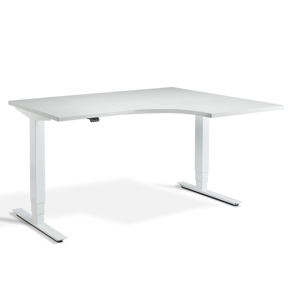 2 leg radial standing desk - Masta with grey top and white frame