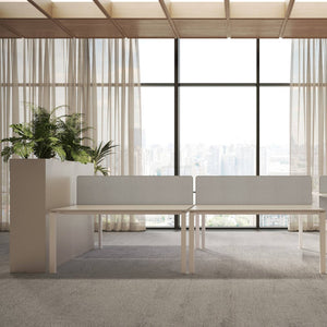 2 Person Back to Back Desk - Firmo 4 Person Bench Desk - White Frame - Office Setup - Front View