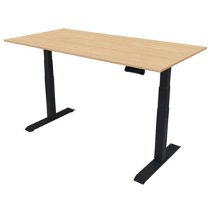 200cm electric standing desk with maple top and black frame