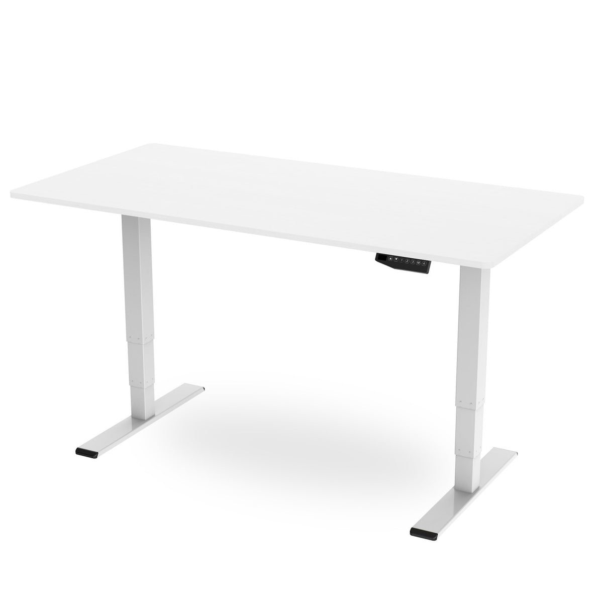200cm electric standing desk with white top and white frame