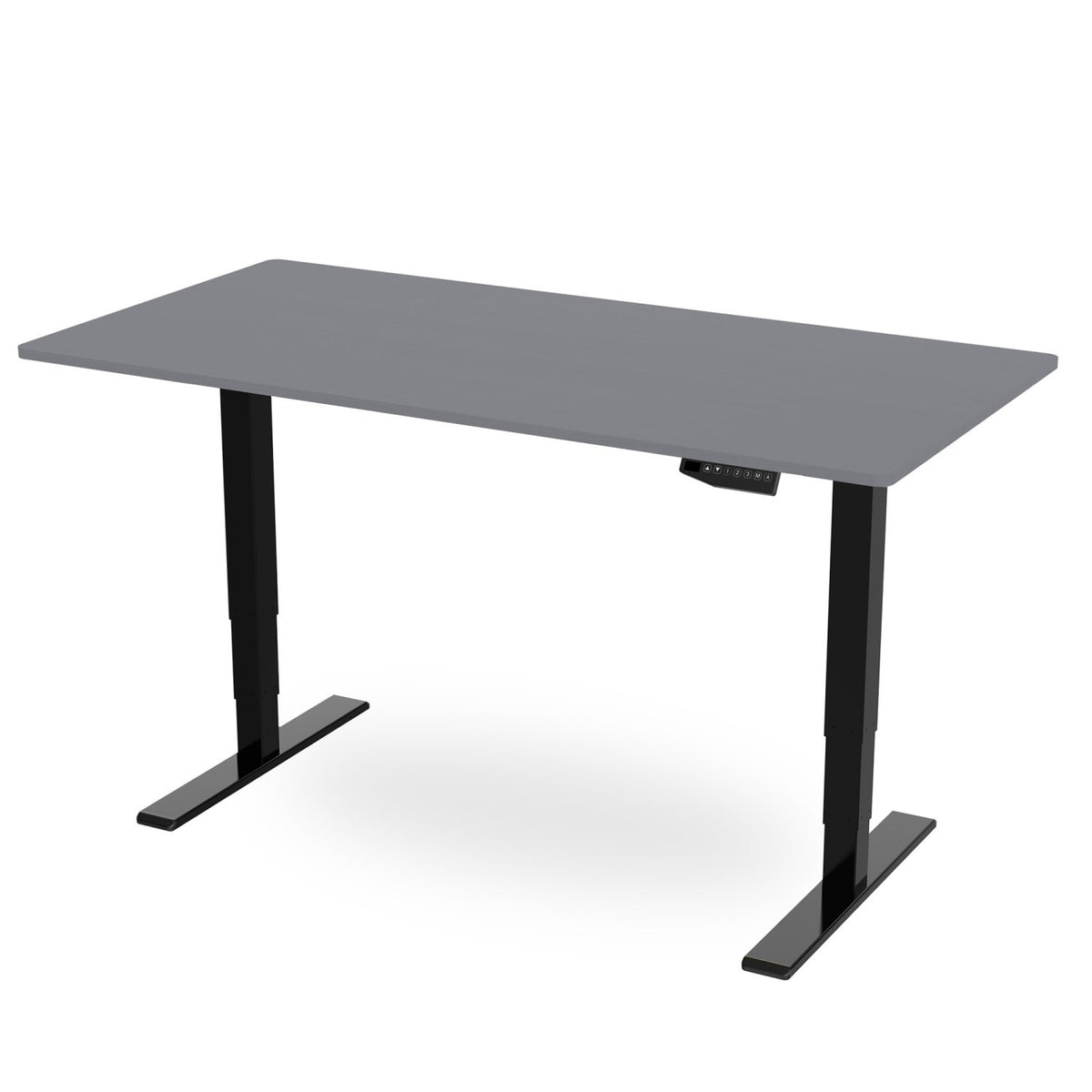 200cm sit stand desk with grey top and black frame