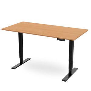 200cm standing desk with beech top and black frame