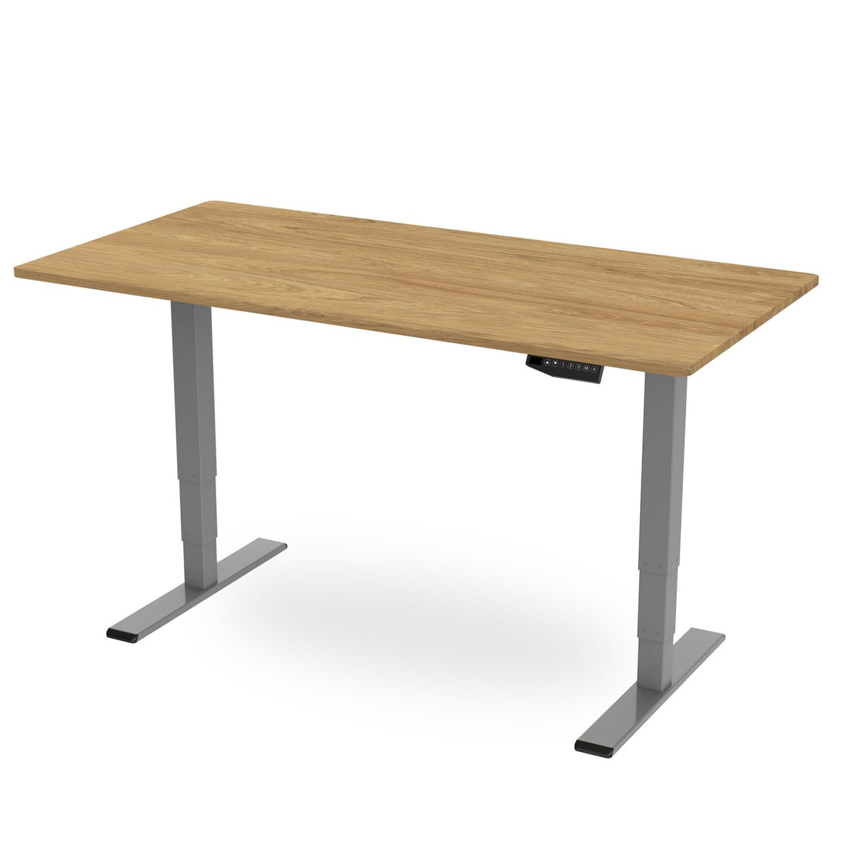 200cm standing desk with oak top and silver frame