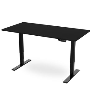 2m standing desk with black top and black frame