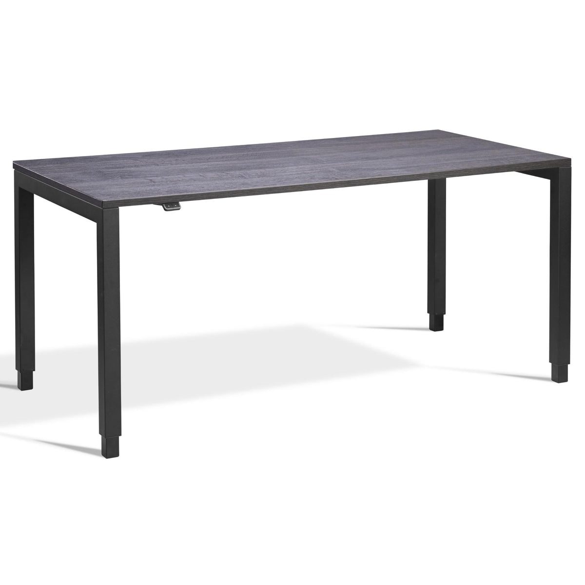 4 Leg Standing Desk - Rega - Black Frame - Anthracite Sherman Oak Top - Studio Image