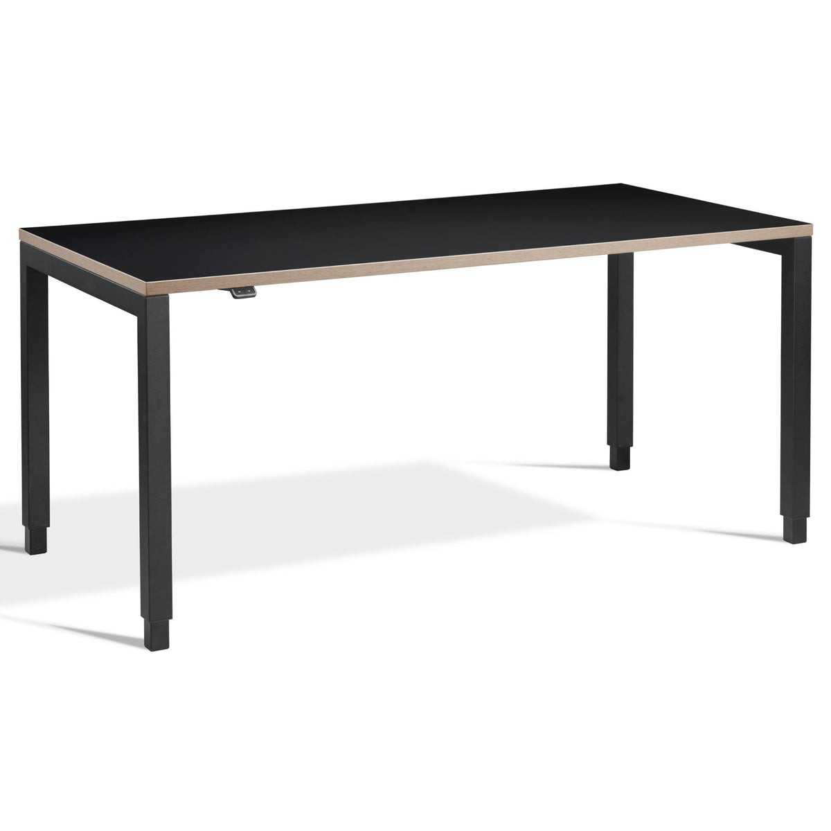 4 Leg Standing Desk - Rega - Black Frame - Black Ply Edge Top - Studio Image