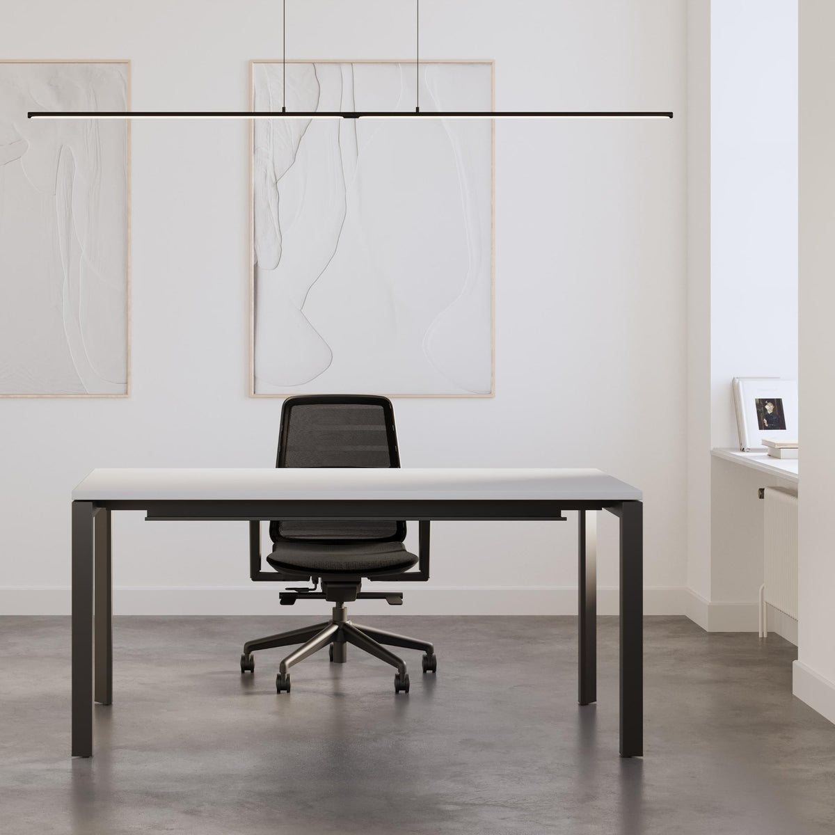 4 Legged Office Desk - Firmo 1 Person Desk - White Table - Office Setup