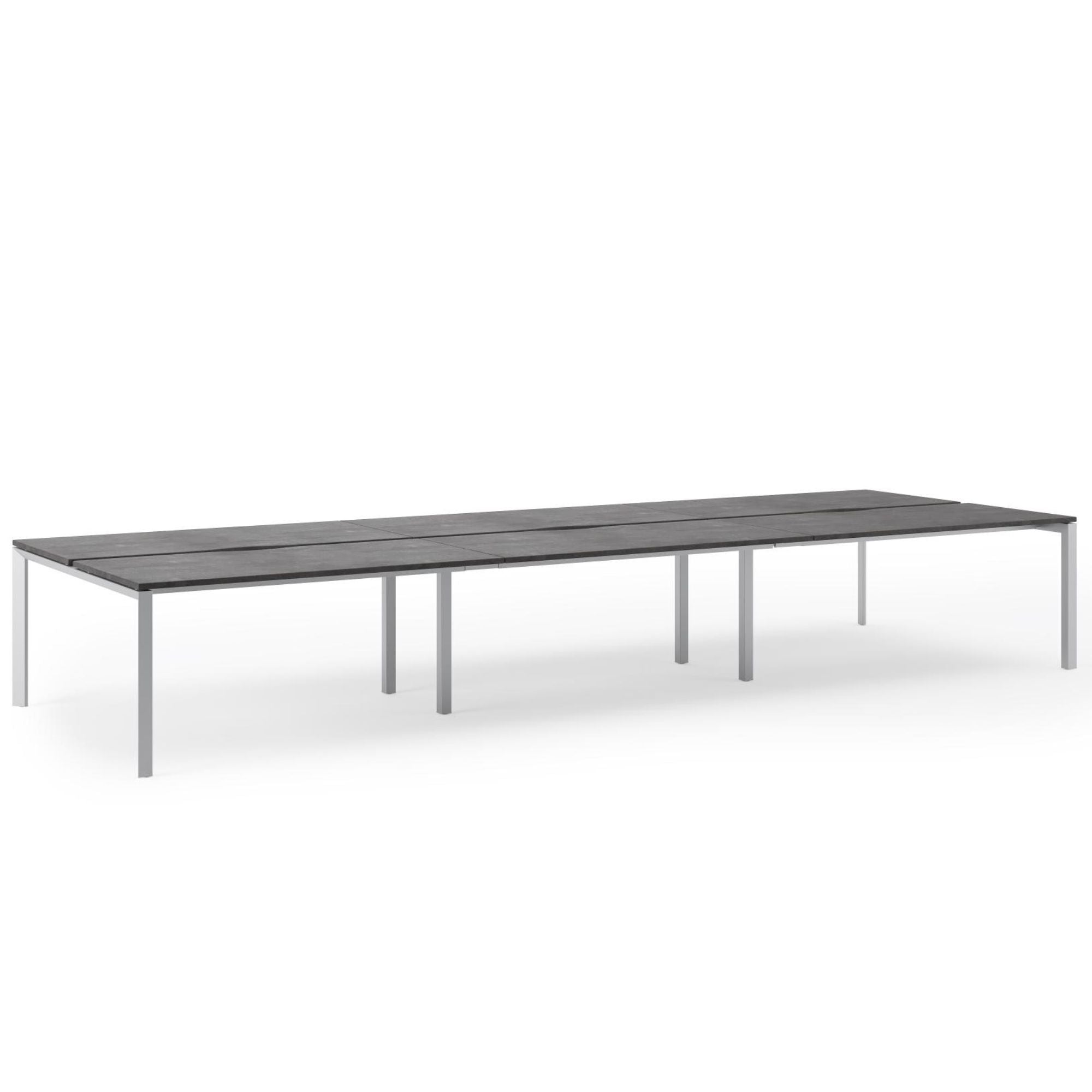 6 Person Bench Desk - Firmo Bench Desk - Angled View Zoomed - Studio Image