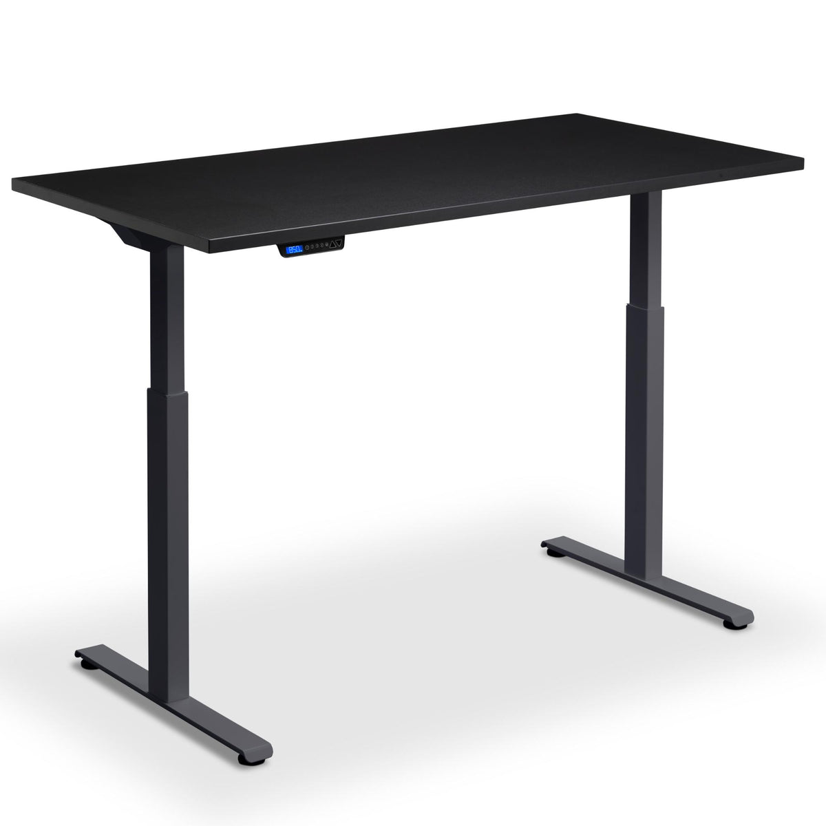 80cm wide standing desk black top anthracite frame view from front