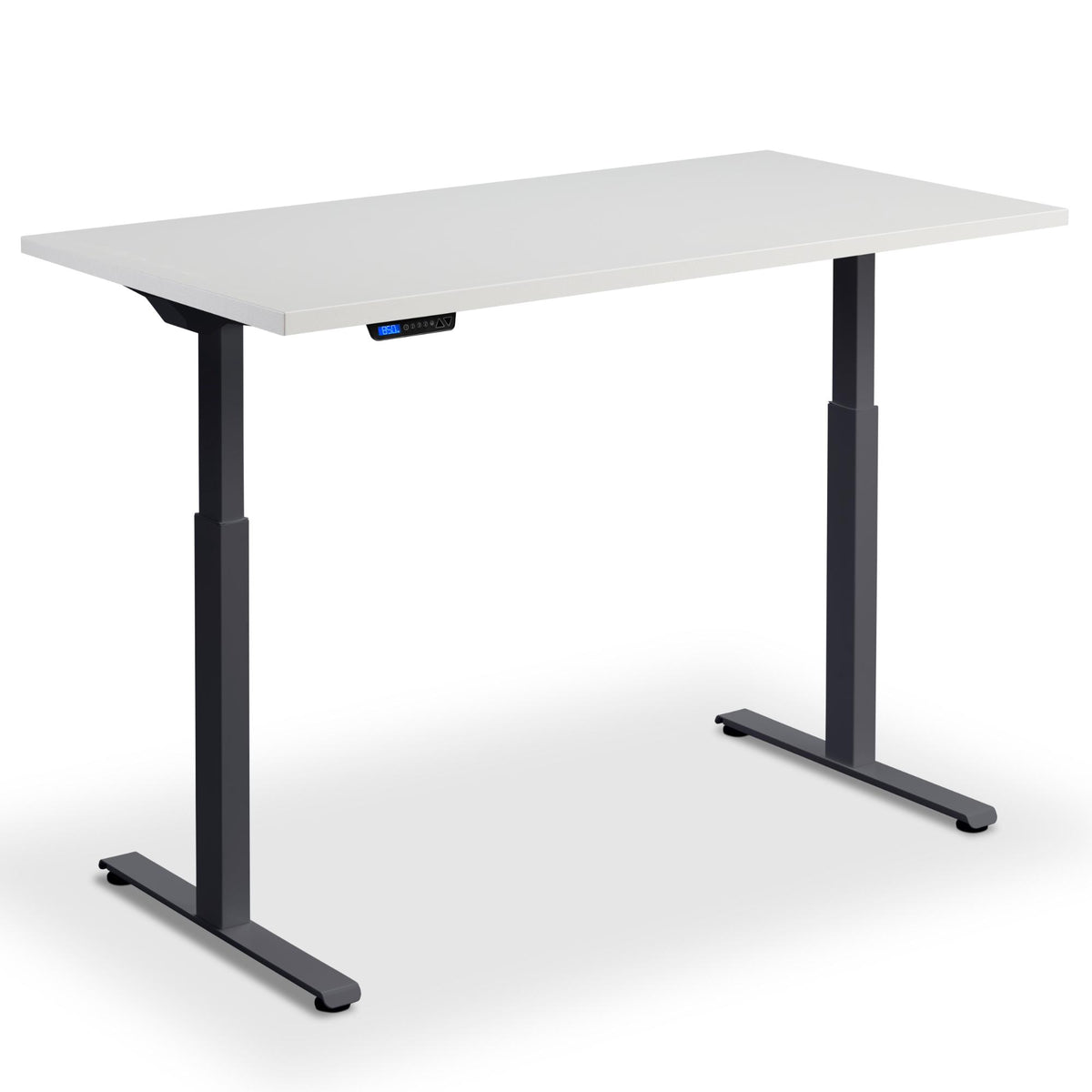 80cm standing desk light grey top anthracite frame view from front