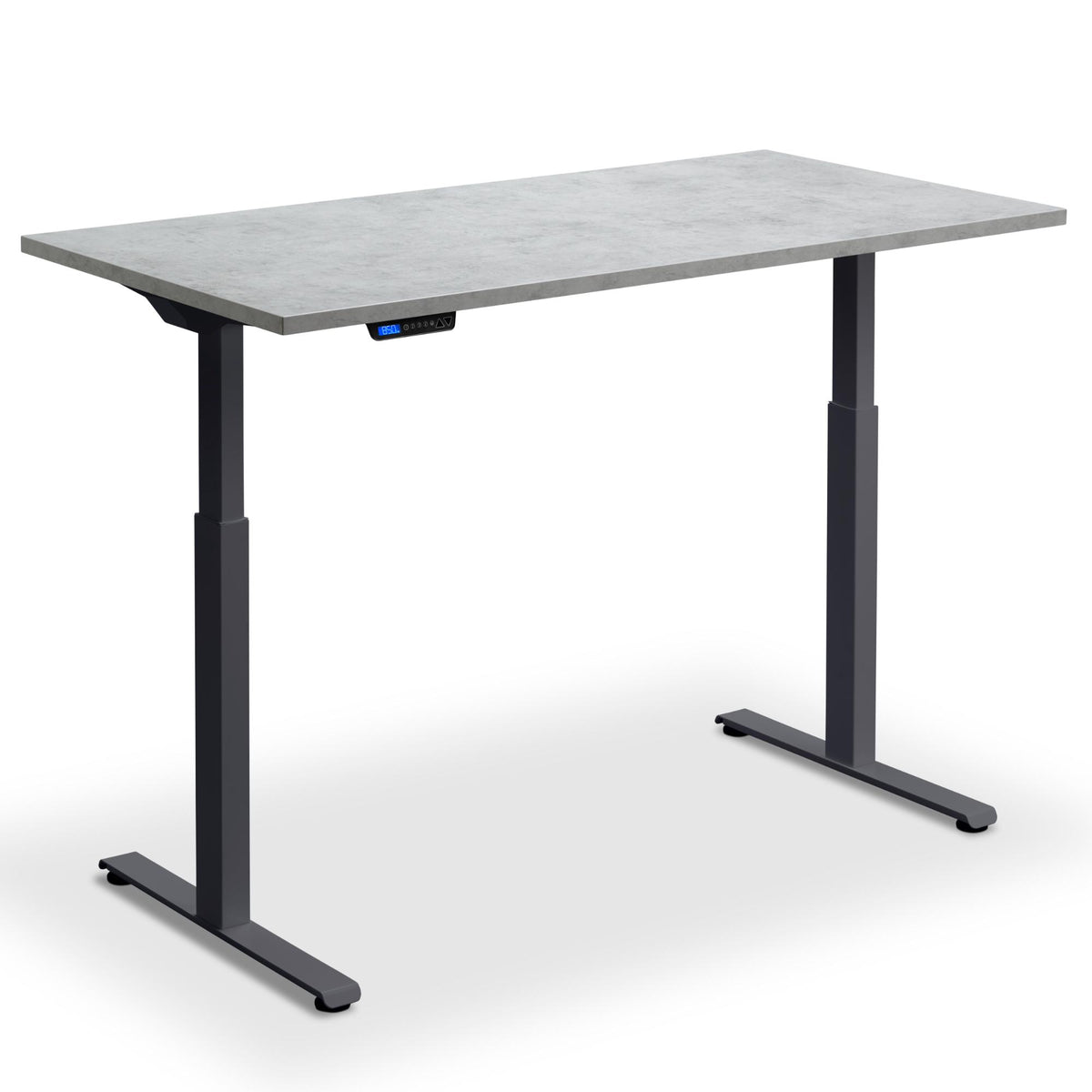 80cm wide standing desk light concrete top anthracite frame view from front