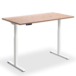 80cm wide standing desk timber top white frame view from front