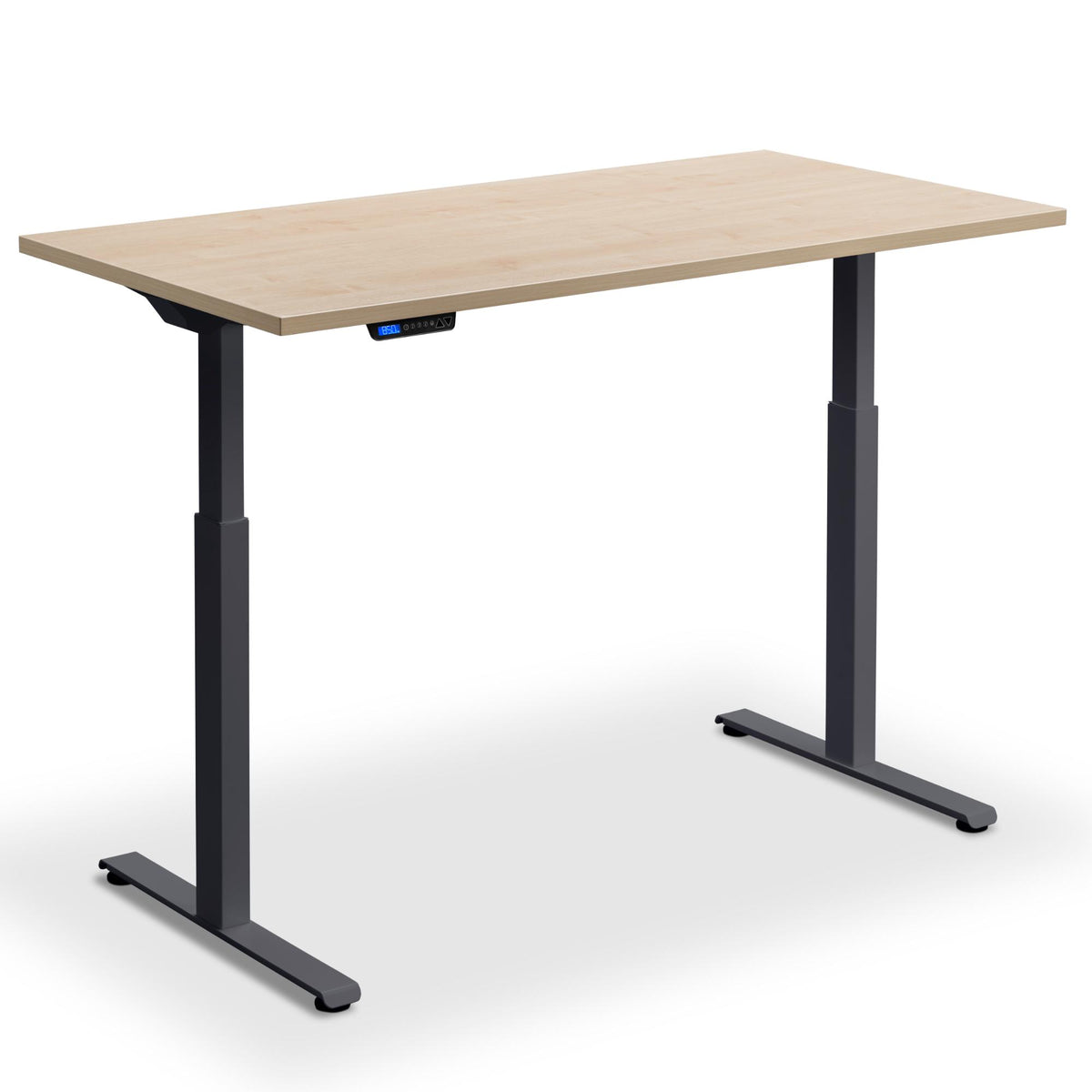 90x60 standing desk maple top anthracite frame front view