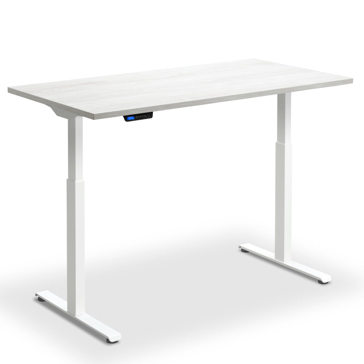 90cm wide standing desk cascina pine top white frame front view