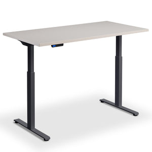 90x60 standing desk cashmere top anthracite frame front view