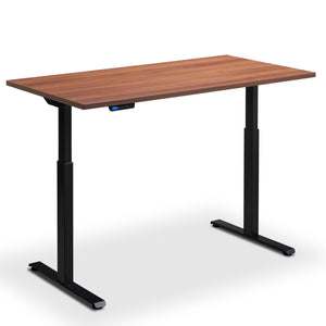 90cm wide standing desk natural dijon walnut top black frame front view