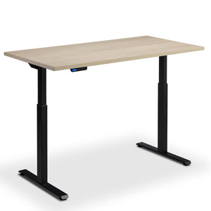 standing desk 90cm width natural oak top black frame front view