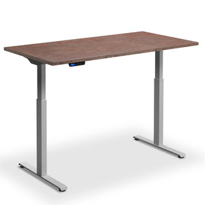 90x60 standing desk ferro bronze top silver frame front view