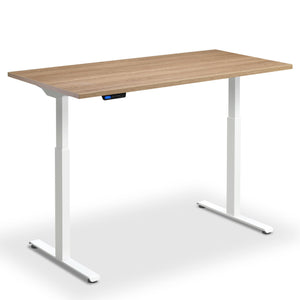 90x60 standing desk brown oak top white frame front view