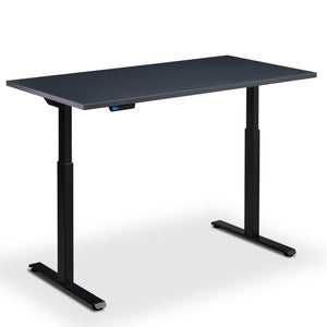 90cm wide standing desk anthracite top black frame view from front