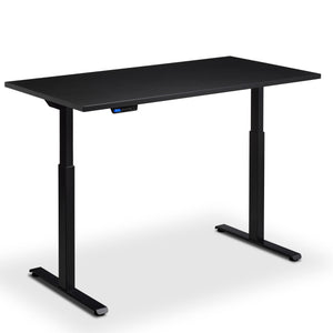 90x60 standing desk black top black frame front view