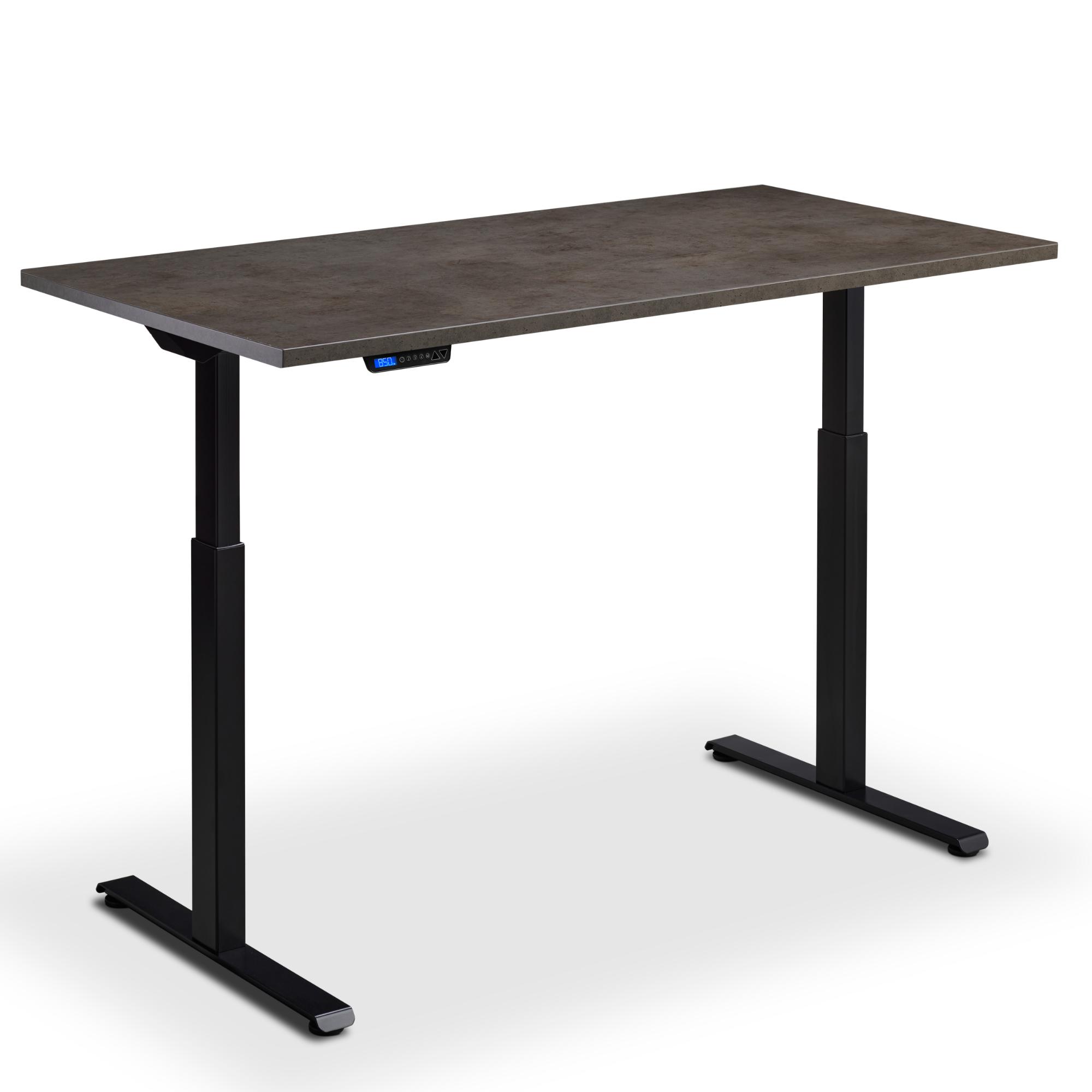 standing desk 90cm width dark concrete top black frame front view